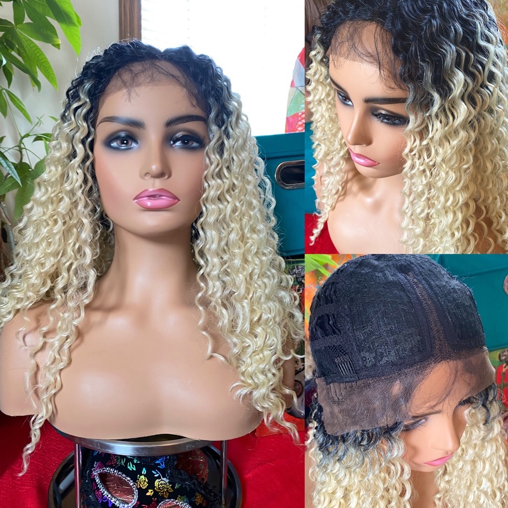 LAST ONE Bleach blonde Curly lace front wig
